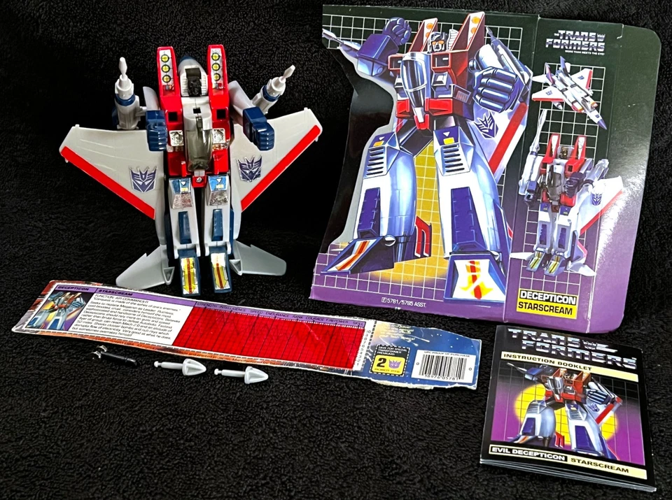 G1 1984 STARSCREAM • COMPLETE PRE RUB w/TECH SPEC • VINTAGE G1 TRANSFORMERS - Image 1 of 4