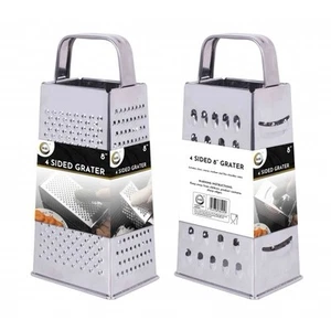 8" STAINLESS STEEL GRATER HANDLE CHEESE VEGETABLES NUTMEG KITCHEN UTENSIL 4SIDE - Picture 1 of 3