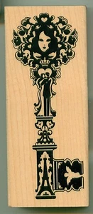 INKADINKADO rubber stamp MINDSCAPE KEY TO ROMANCE wood mounted,Wedding Valentine - Picture 1 of 1