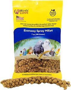 Birds Love Economy & Thin 7oz Millet Spray GMO-Free For Parrot Finch Canary