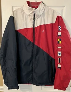 Giacca NAUTICA Vintage Adulto 2XL XXL Blu Rosso Colorblock Ricamata Y2K Outdoor - Foto 1 di 8