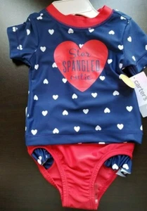 GIRLS CARTERS STAR SPANGLED CUTIE SWIMWEAR 2 PIECE SIZE 6 MONTHS NWT 4TH JULY - Picture 1 of 11