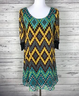 Vestido para mujer Judith March multicolor manga 3/4 flecos forrado talla S Foto 1 de 4