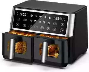 10L Dual Air Fryer, 2 Nonstick Drawers with Visible Window,10-In-1 Cooking Sync - Picture 1 of 14