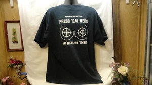 Passenger MOTORCYCLE Instruction  Press em Here Hang on Tight Biker T-Shirt Tee - Picture 1 of 3