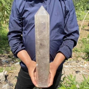 6.82LB Natural white quartz Obelisk Quartz Crystal Point Wand Reiki Gem gift - Picture 1 of 11