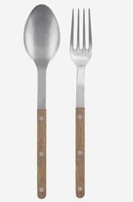 SABRE Paris Bistro Teak Serving Set (Spoon / Fork) RRP £77.90 - Free Post - Image 1 of 4
