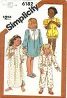 Simplicity 6182 Jumpsuit & Romper Pajamas, Nightgown & Robe Sz 6-6X UNCUT 80s