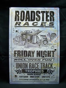 ROADSTER RACES VINTAGE METAL SIGN  - Bild 1 von 1