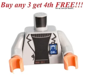 ☀️NEW LEGO Minifigure Minifig Torso Body Lab Jacket Gray Uniform Outfit - Picture 1 of 3