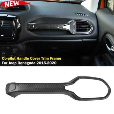 Carbon Fiber Interior Co-pilot Handle Cover Trim Frame For Jeep Renegade 2015-20 Foto 1 de 4