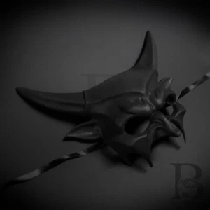Men's Devil Horns Costume Party Halloween Masquerade Mask [Black] - Picture 1 of 3