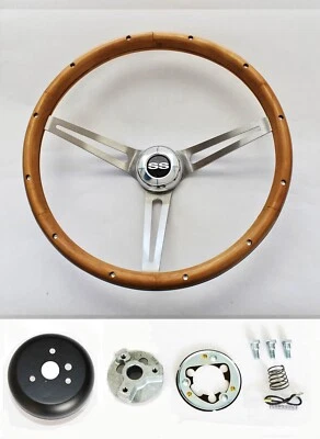 Chevelle Impala Nova Monte Carlo Grant Volante Nogal Madera 15" Tapa SS Foto 1 de 4