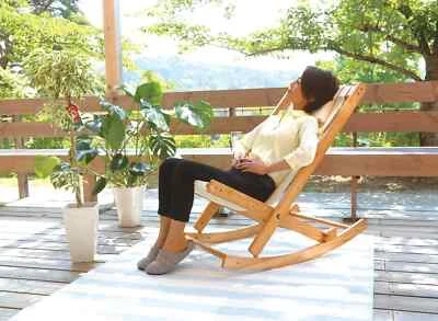 Wooden Rocking Chair NAKAI MOKKO NK-2099 Natural × White Folding Chair Japan - Image 1 of 4