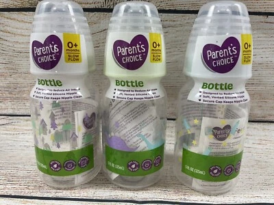PARENT'S CHOICE THREE PACK 5 oz Bottle 0+ Slow Flow Silicone Nipple - Image 1 of 3