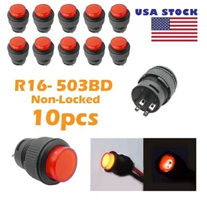 10x Interruptor de botón pulsador LED no bloqueado de 4 pines de 16 mm color rojo R16 503BD stock en EE. UU. - Imagen 1 de 3
