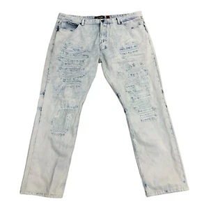 Makobi MK Jeans Men Size 44x32 (44x32) Distressed Acid Wash Blue - Picture 1 of 11