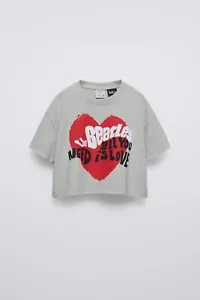 Zara Kids The Beatles Crop T-Shirt Girls Size 6/7 100% Cotton - Picture 1 of 3