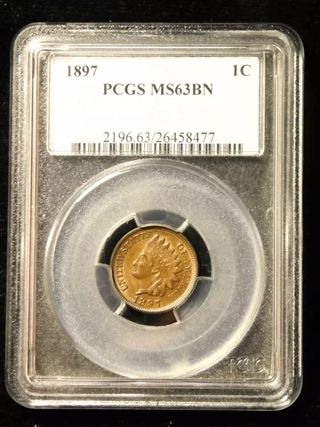 1897 Indian Head Cent  PCGS MS63BN Cover