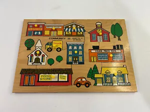 Vtg Fisher Price Community (502) Wooden Puzzle Pick Up & Peek Made in Holland - Picture 1 of 4