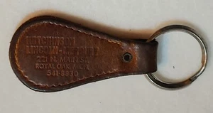 ORIGINAL VINTAGE RARE Genuine LEATHER KEY RING - Hutchinson Lincoln - Mercury - Foto 1 di 8