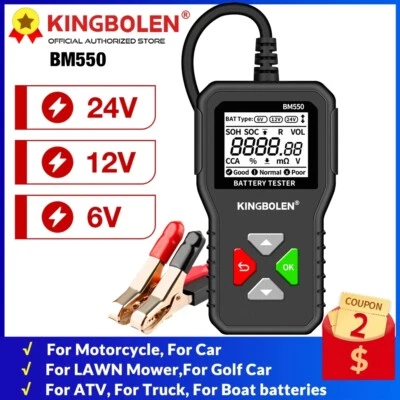 BM550 Car Battery Tester Analyzer Cranking Charging Test 6V 12V 24V CCA100~2000 - Image 1 of 4