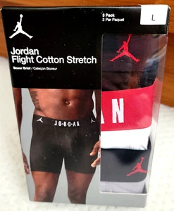 NWT Nike Jordan Flight 3 PACK Cotton Stretch Boxer Briefs Black Grey White, L - Picture 1 of 5