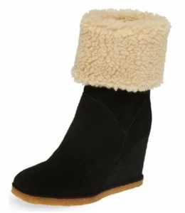 Jeffrey Campbell Faux Shearling Fur Wedge Ankle Booties Boots Shoes 8 New - Picture 1 of 12