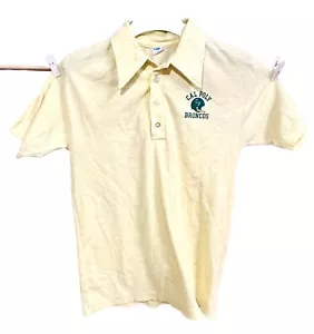 Vintage Champion Cal Poly Broncos Pomona Polo Shirt Mens Light Yellow Large - Picture 1 of 4
