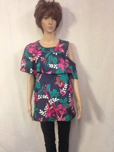 Maternity Floral Asymmetrical Flounce Top Size M Isabel Maternity - Picture 1 of 5
