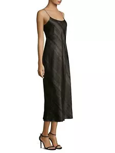 E024 ABITO DA DONNA VINCE HAZY A QUADRI STAMPA SETA MIDI SLIP NUOVO CON ETICHETTE TAGLIA XS, S, M $345 - Foto 1 di 4