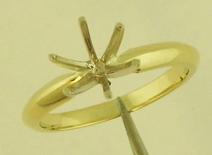 Montaje de anillo solitario de oro amarillo macizo de 14 quilates de 2 quilates para 8 piedras preciosas redondas. - Imagen 1 de 11