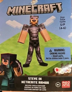 Disguise Boy’s Minecraft Steve Netherite Armor Halloween Costume S 4-6 FREE SHIP - Picture 1 of 4