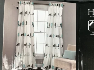 Half Moon Rowley Birds Room Darkening Window Curtain Panels Set Of 2 52" x 84" - Picture 1 of 4