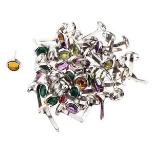 50 Pieces Assorted Color Metal Rhinestone Head Brads Paper Fasteners 7mm - Picture 1 of 4