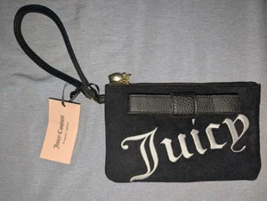 Juicy Couture Womens Velour Stripe It Rich Wristlet Wallet Black NWT - Picture 1 of 5