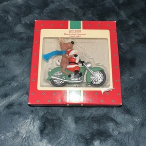 Vintage 1987 Punze "JOY RIDE" Ornament (Weihnachtsmann/Rentier auf Motorrad) - Bild 1 von 2