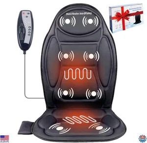 Cojín de asiento masajeador de espalda con motores de calor y 8 vibraciones para aliviar el dolor - Imagen 1 de 7