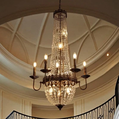 French Empire Crystal Chandelier 12-Light Vintage Crystal Chandelier 25’’ Long - Image 1 of 4