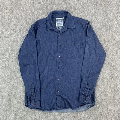 Jungmaven Shirt Mens Small Blue Hemp Organic Cotton Denim Button Up USA Made - Image 1 of 4