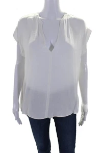 A.L.C. Womens Short Sleeves Pullover V Neck Blouse Snow White Size Small - Picture 1 of 6