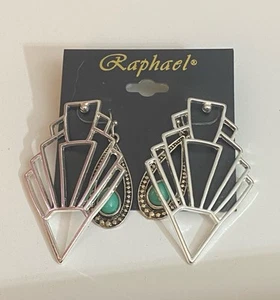 Raphael Art Deco Style Earrings with Turquoise Accents - Picture 1 of 5
