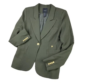Smythe Duchess Blazer Jacket 100% Wool Army Green Gold Buttons Women Sz 16 - Picture 1 of 10