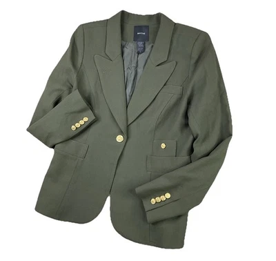 Chaqueta Blazer Smythe Duchess 100% Lana Verde Ejército Dorado Botones Mujer Talla 16 Foto 1 de 4