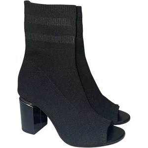 Alexander Wang Cat Mid Heel Peep Toe Sock Booties In Black Size: EU 37/US 7 - Picture 1 of 8