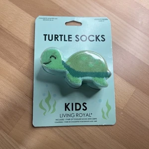 Kids Green Turtle Socks One Size Kids Ages 4-8 - Picture 1 of 3