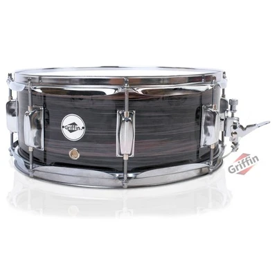 GRIFFIN Wood Snare Drum - Zebra 14"x5.5 Poplar Shell Percussion Head Key Kit Set - Image 1 of 4
