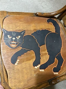 Vintage 1960 Halloween gestanzte Pfeife schwarze Katze 12 x 12" verbunden - Bild 1 von 2