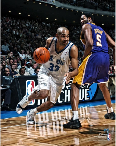 Grant Hill Orlando Magic Unsigned Driving Past Robert Horry Photo Cover