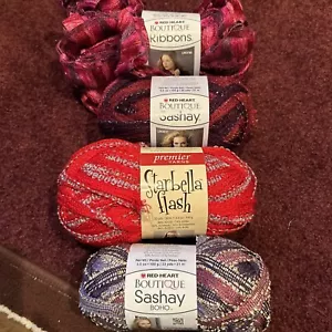 Lot of 4 Red Heart Boutique Ribbons Yarn And Starbella - Picture 1 of 15